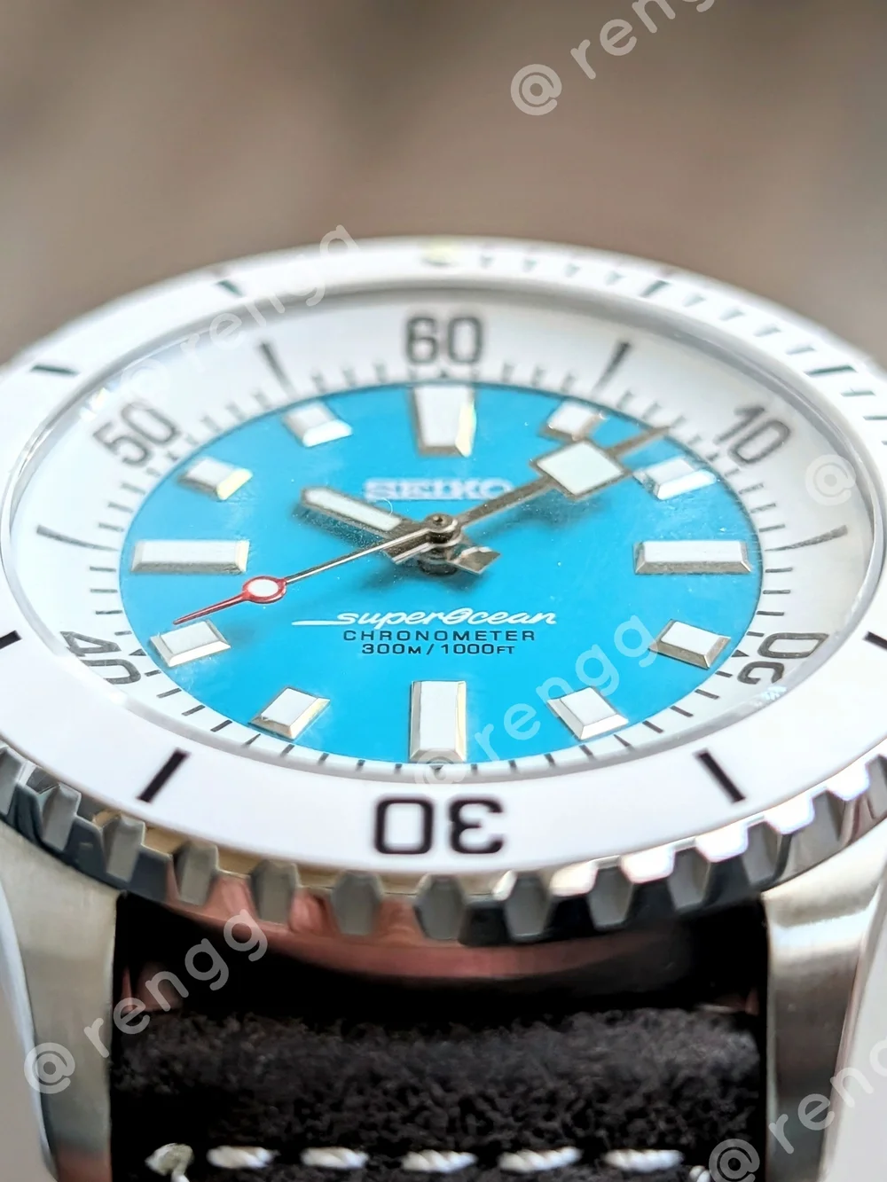 44mm Automatic Seiko Men’s Turquoise SuperOcean Dive Mod Watch Sapphire Crystal